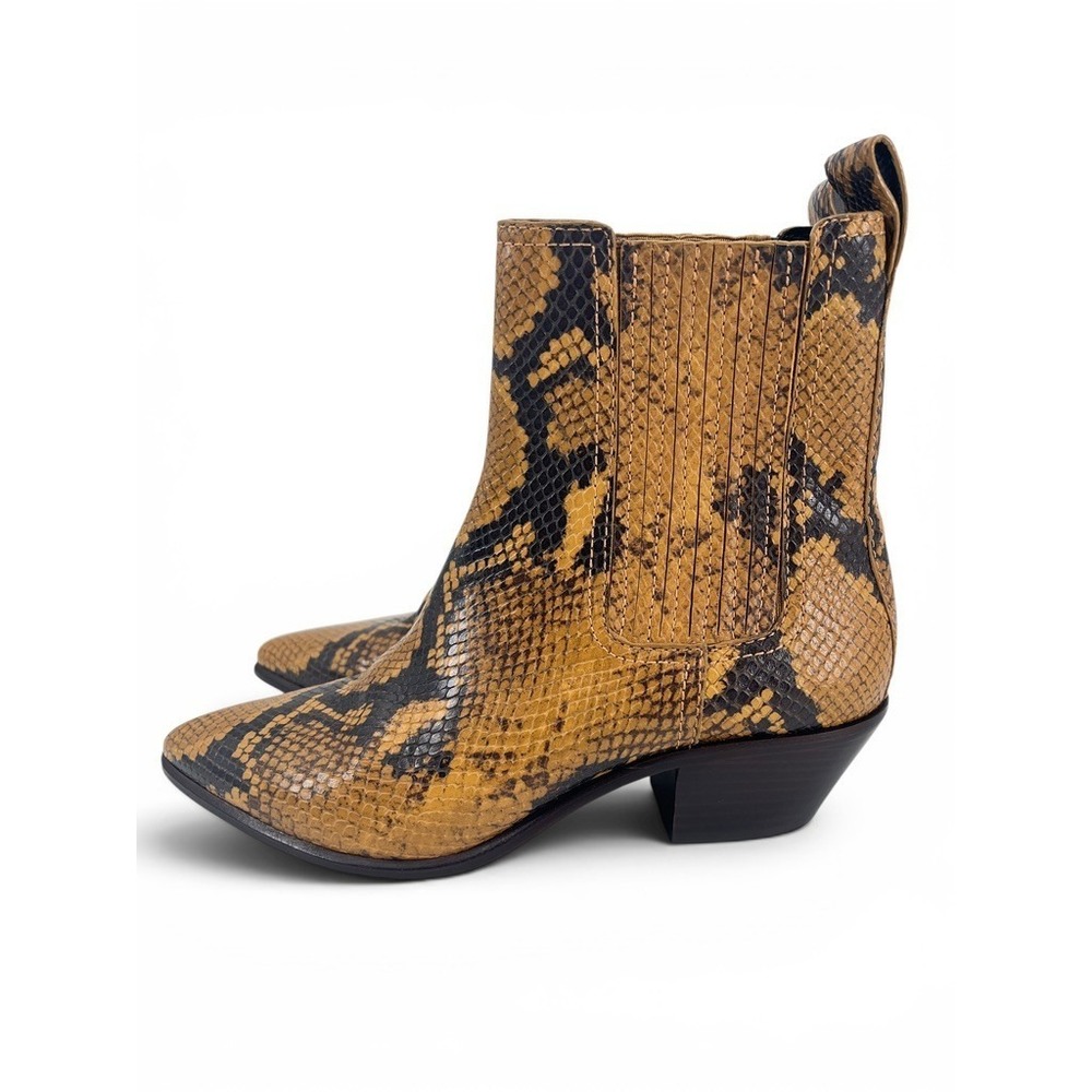Loeffler Randall Aylin Western Snakeskin Ankle‎ Boots Size 7 Pointed Toe
